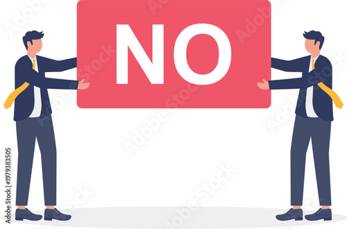 Two professionals holding NO sign board