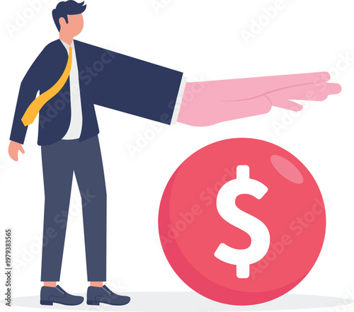 Professional stopping a giant rolling dollar coin