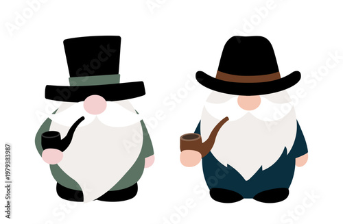 Father's Day gnome holding a pipe.
Set of cute Father’s Day Gnome Flat Vector Illustration.
Adorable Dad Gnome Character Cartoon Clipart.
Transparent background. SVG.
