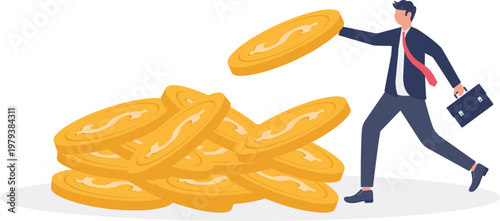 Professional picking up a gold coin from a pile of coins