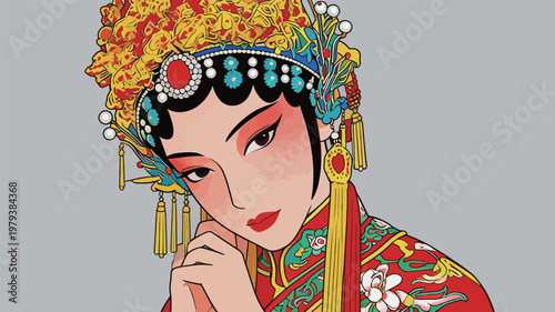 Chinese Opera Female Character with Ornate Headpiece