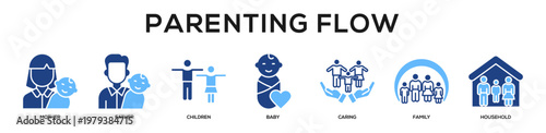 Glyphcolor - Parenting Flow web banner icon vector illustration concept