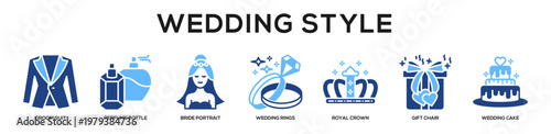 Glyphcolor - Wedding Style web banner icon vector illustration concept