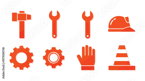 Industrial Tools: A collection of essential industrial tools, meticulously presented in a striking orange hue.