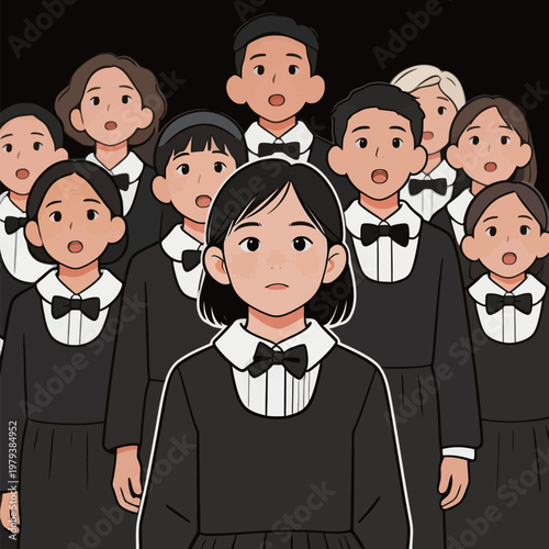 Chorus Members in Choir Uniform Singing Together