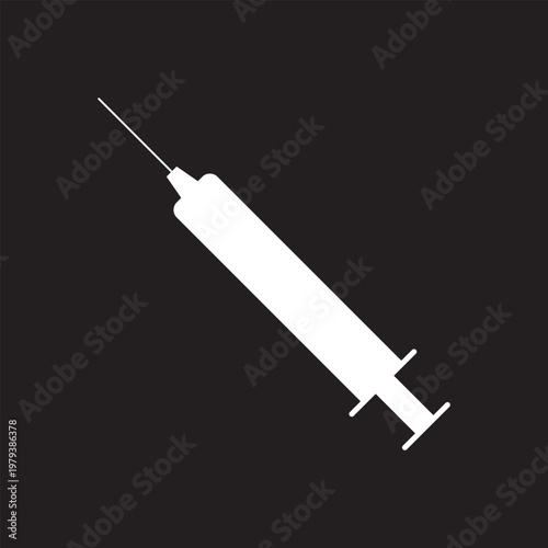 Syringe, injection icon vector, filled flat sign, solid pictogram isolated on black background. Symbol, logo illustration. Pixel perfect 