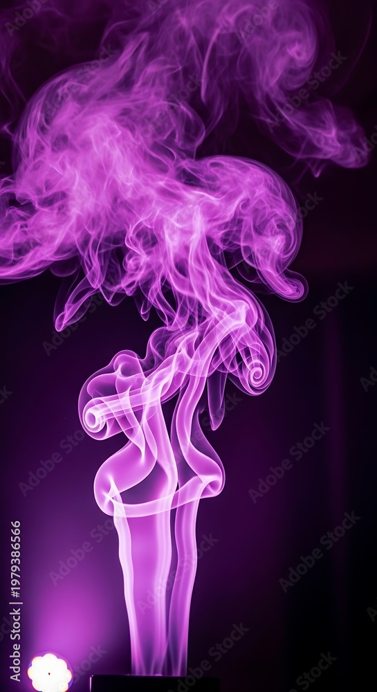 Obraz premium Purple smoke rising in darkness.
