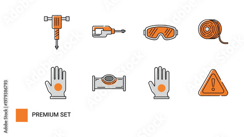 Construction Tools Collection: A premium collection of essential construction tools presented with precision, embodying the spirit of industry and craftsmanship.
