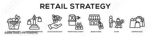 Retail Strategy web banner icon illustration concept
