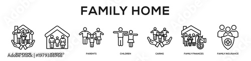 Family Home web banner icon illustration concept