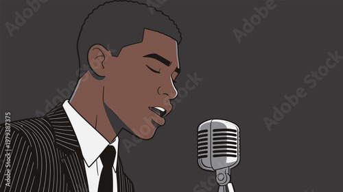 Illustration of a male singer with microphone