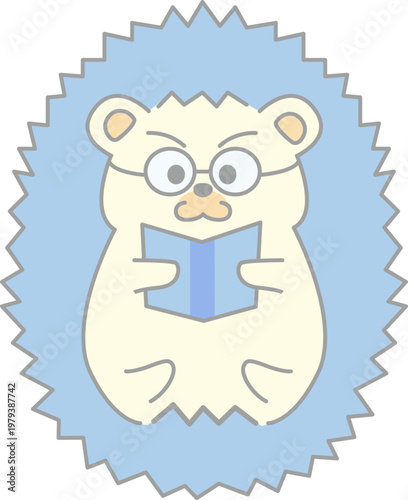 Hedgehog Reading a Book Illustration