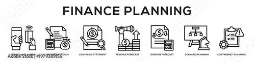 Finance Planning web banner icon illustration concept