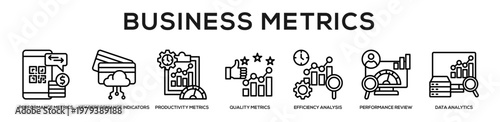 Business Metrics web banner icon illustration concept
