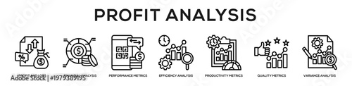 Profit Analysis web banner icon illustration concept