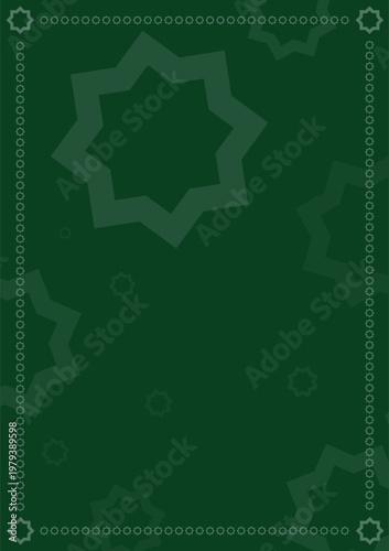 Islamic Certificate Template with Green Background and Rub el Hizb Star Pattern