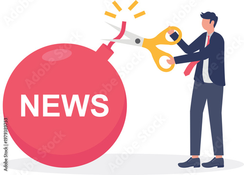 Professional cutting the fuse of a giant news bomb