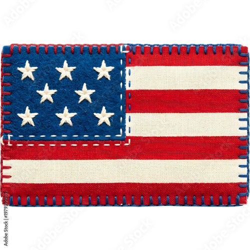 American flag fabric patchwork 250 th Anniversary sewing isolated