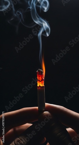 Incense stick with smoke rising slowly.