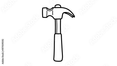 The Hammer's Precision: A precise outline of a classic hammer, capturing its functional design and the essence of craftsmanship.