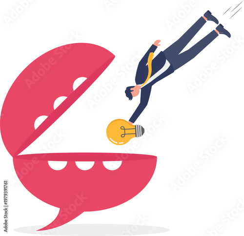 Professional falling into a trap chasing an idea bulb