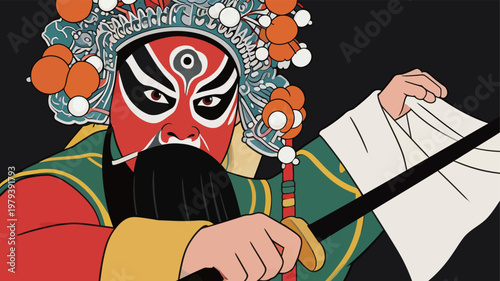 Chinese Peking Opera Character Illustration