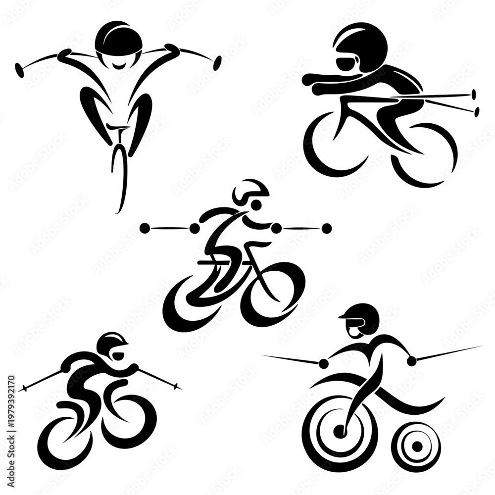 Naklejka premium Cycling on Skis