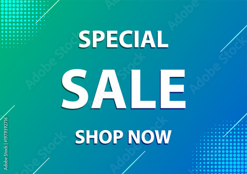 Special Sale Shop Now Teal vector