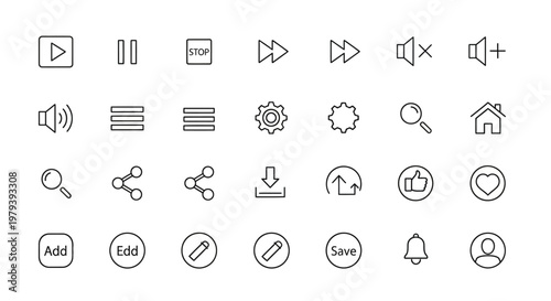 Collection of web interface icons.