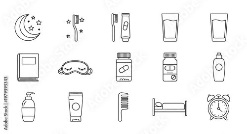 Morning routine objects and symbols.