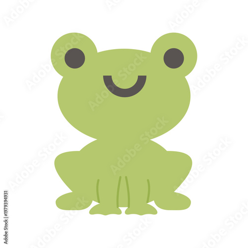 カエル 梅雨の時期のかわいいフラットイラスト