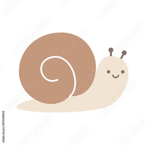 カタツムリ 梅雨の時期のかわいいフラットイラス