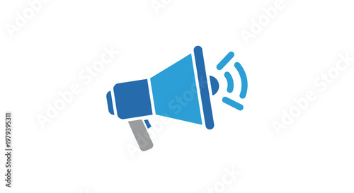 Tableau sur toile Blue Megaphone Loudspeaker Icon Graphic.