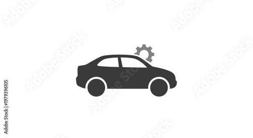 Black car with gear icon.