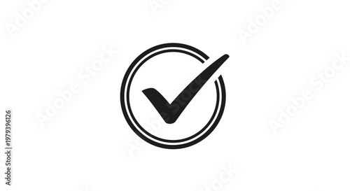 Black Checkmark Icon in Circle.
