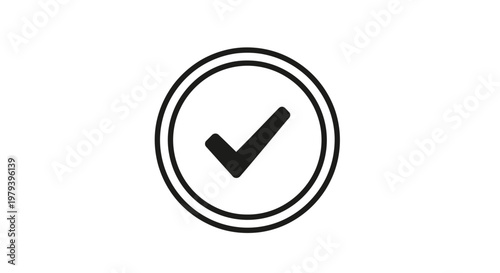 Black Checkmark Icon in Circle.