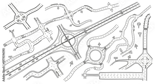 Complex Highway Interchange Blueprint Design.
