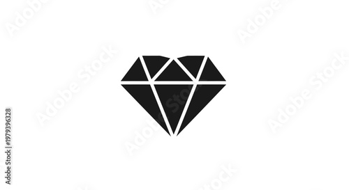 Black Diamond Heart Shape Icon.