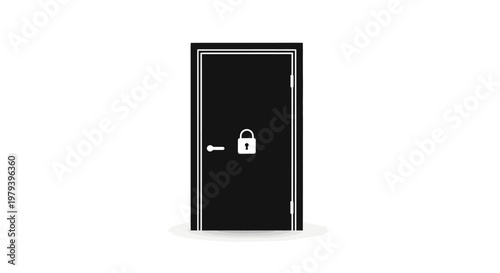 Black door with silver lock hardware.