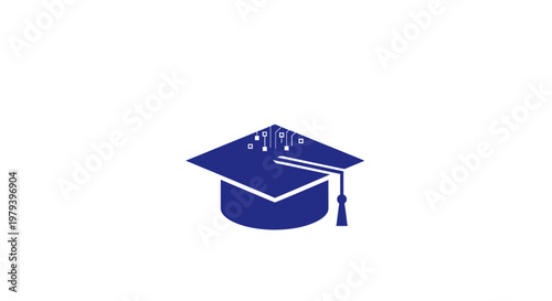 Blue Graduation Cap Icon Symbol Education.