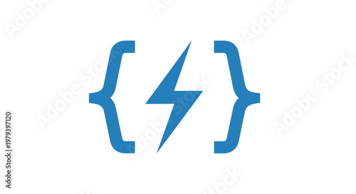 Blue lightning bolt symbol icon.
