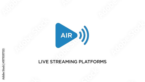 Blue live streaming play button logo.