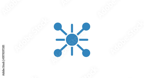 Blue Network Connection Node Symbol.