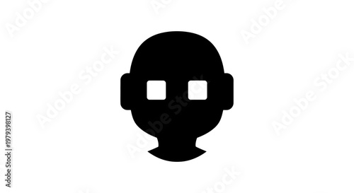 Black silhouette of a robot head.