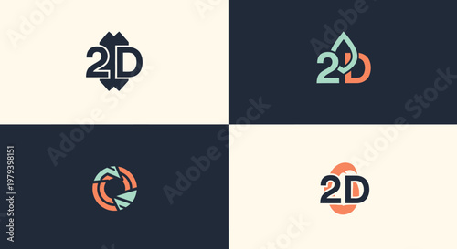 2D logos with creative designs.