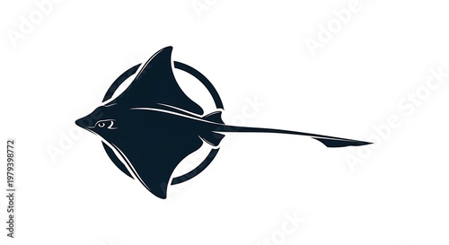 Black stingray swimming in ocean water.