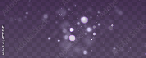 Silver snow dust shimmers in soft light, sparkle glitter shimmer bokeh. Twinkle particle, stardust highlights flare sparks, snowflake, glare, lens flare magical festive PNG vector winter illustration.