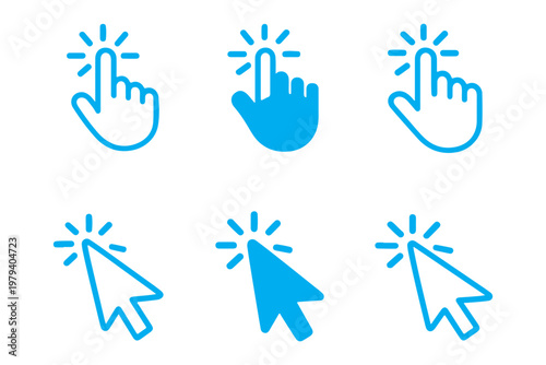 Computer mouse pointer icon set vector. Clicking pointer cursor symbol. vector illustration.