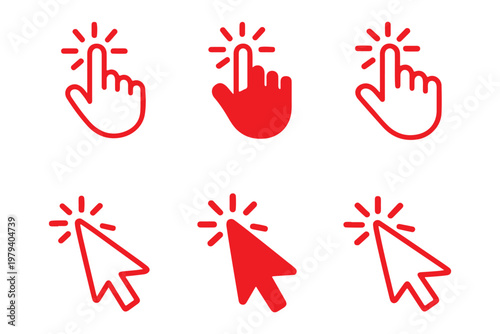 Computer mouse pointer icon set vector. Clicking pointer cursor symbol. vector illustration.
