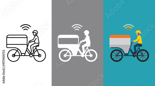 Food Delivery Rider on Bicycle with Box